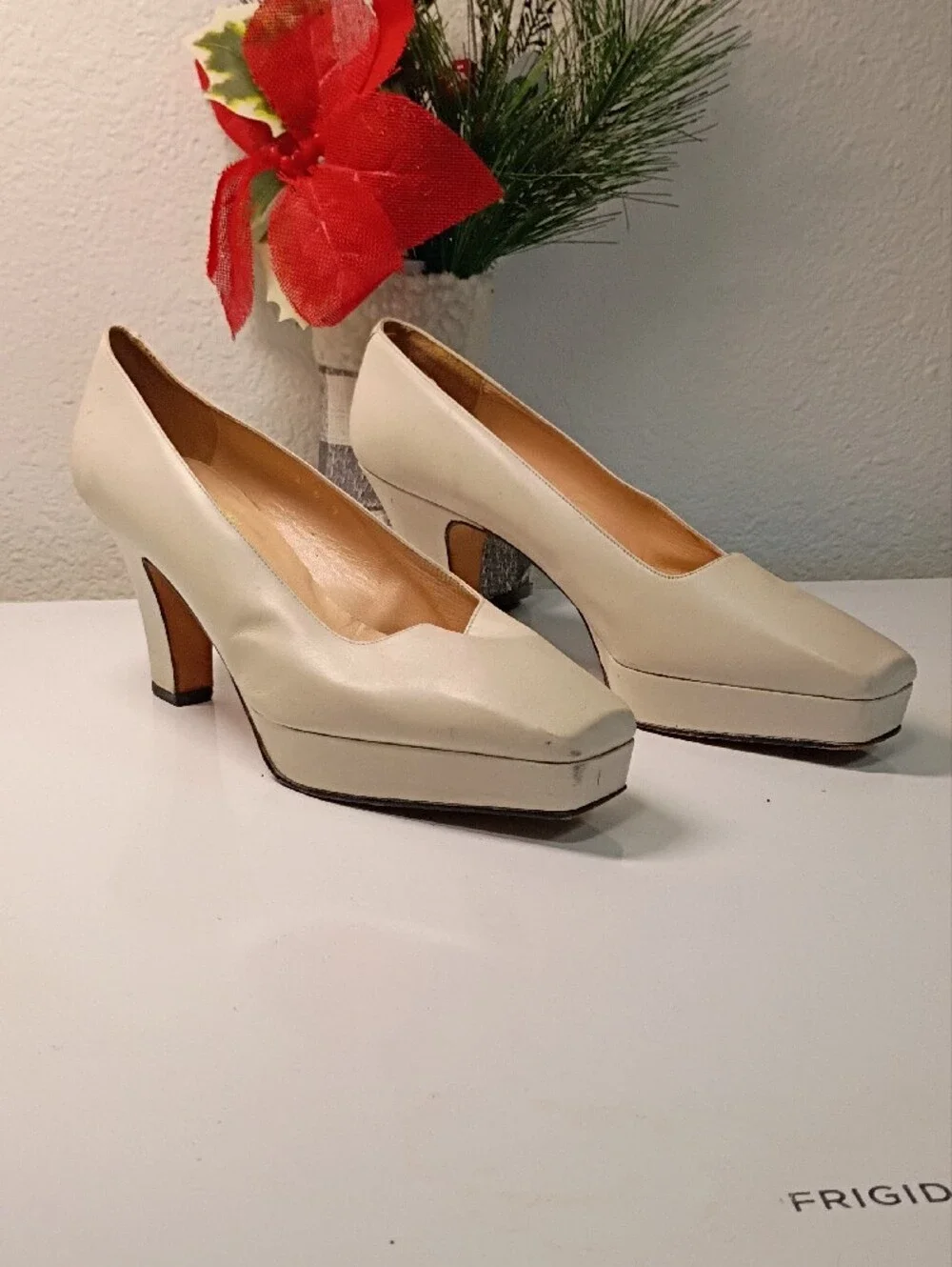 Sacha London Cream Platform Pumps